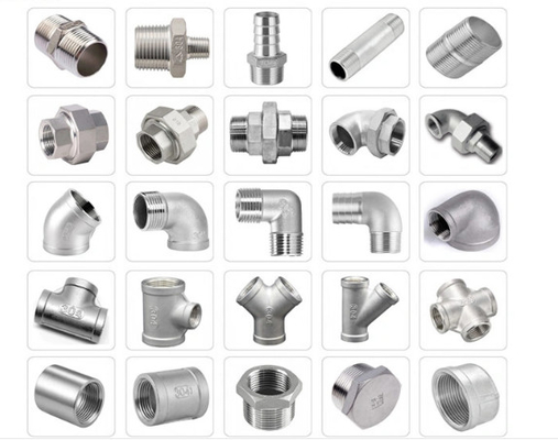 Elbow Union 304 อุปกรณ์ท่อสแตนเลสหล่อ 90 องศาหญิงเกลียว